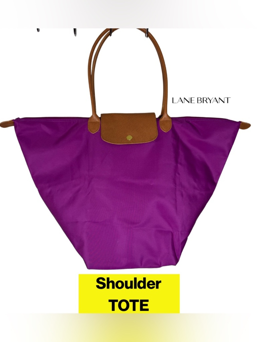 2/for $20 🪩 LANE BRYANT Oversized Magenta Shoulder Tote, Tan Trim